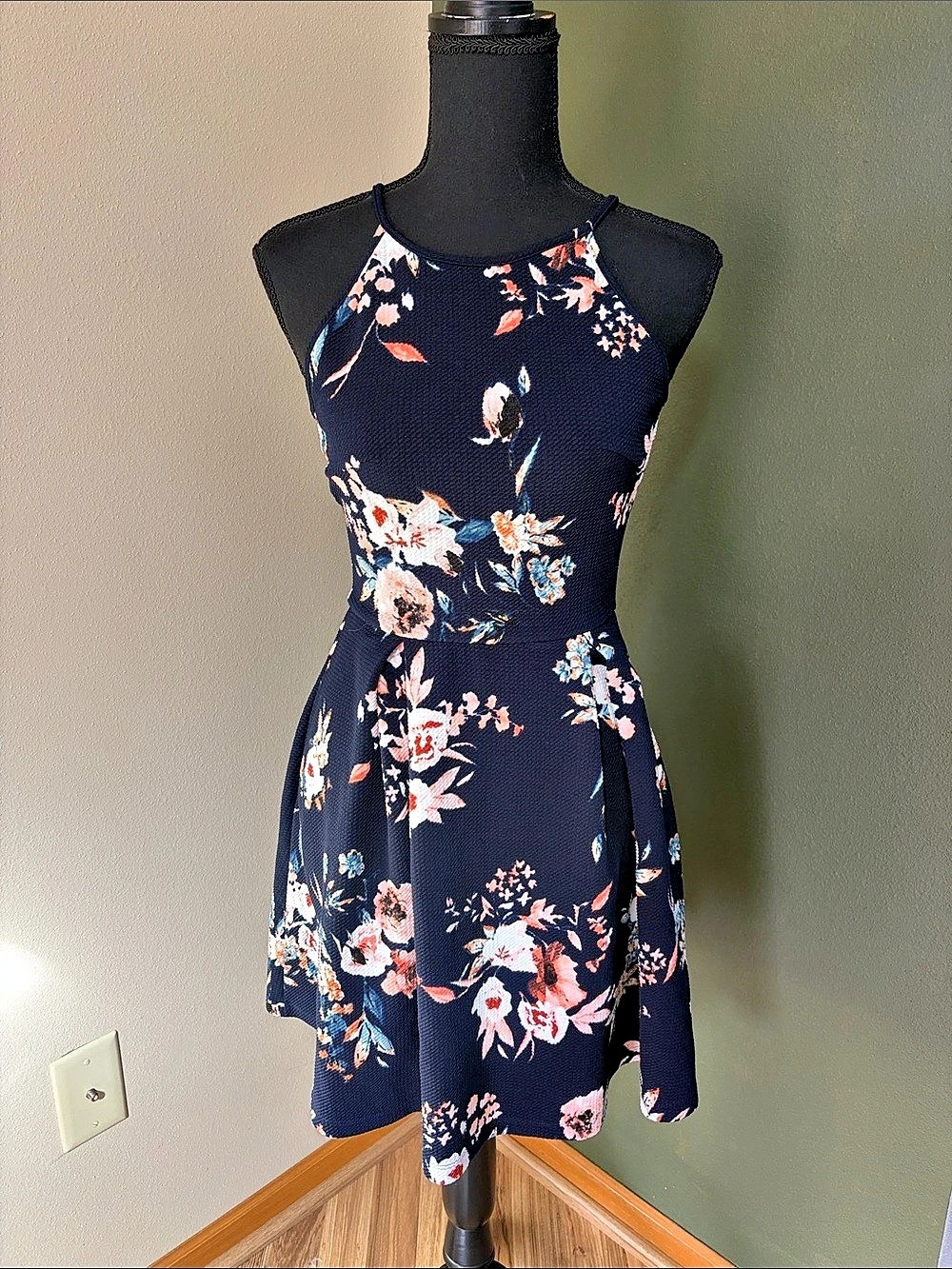 Soprano Floral Mini Dress in Blue & Pink